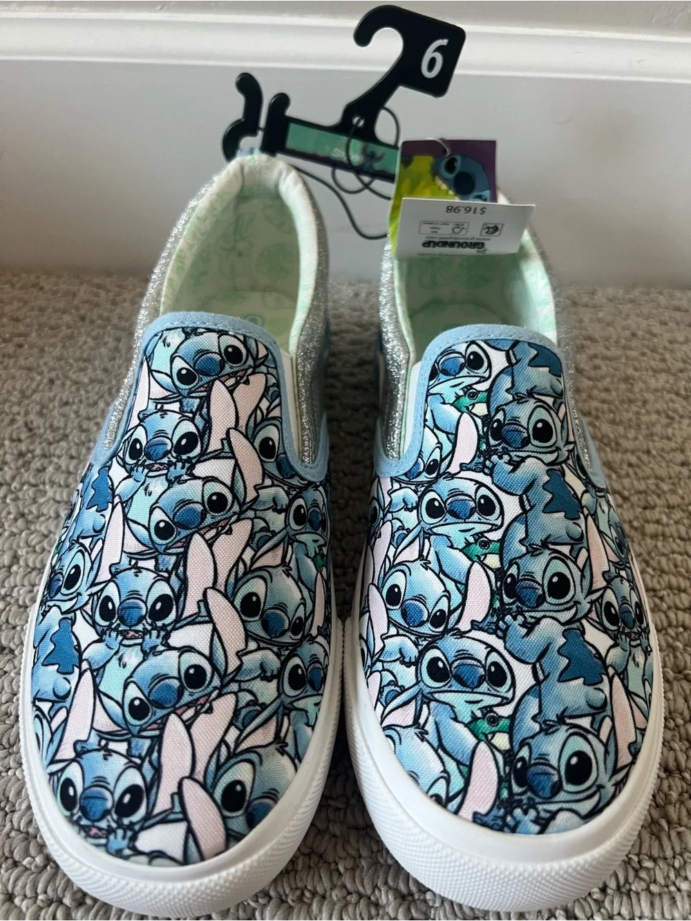 Disney Stitch Girl's Slip-On Twin Gore Sneakers size6 NWT $15